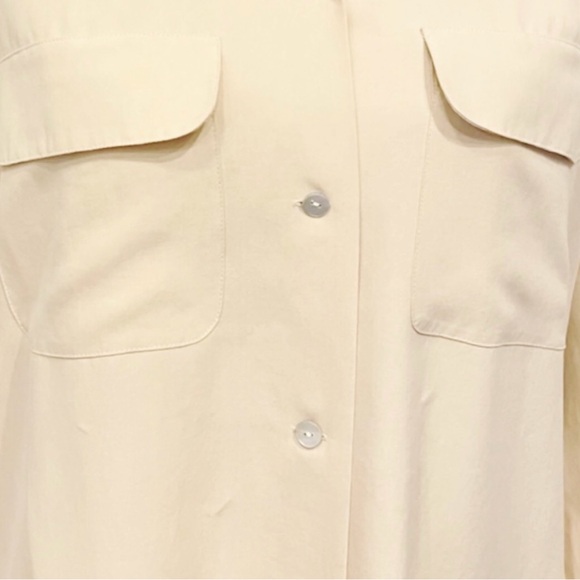 Butter Yellow SILK! Liz Claiborne Long Sleeve Blouse Size 8 - Picture 9 of 16